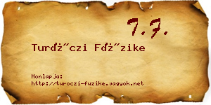 Turóczi Füzike névjegykártya